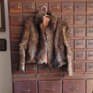 Vintage lined Rabbit Hair Fur Jacket Coat Medium